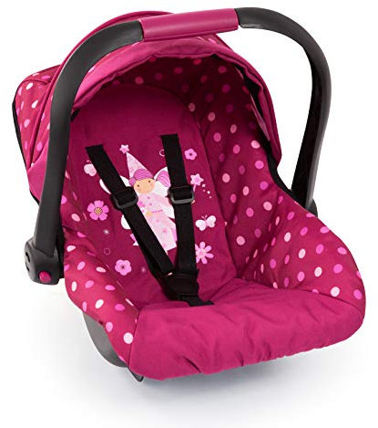 Bayer Design 67967AA Puppen-Autositz EasyGo, Puppenzubehör, passend zu Vario-Puppenwagen, mit Abdeckung, Bordeaux mit modernen Muster, 46cm