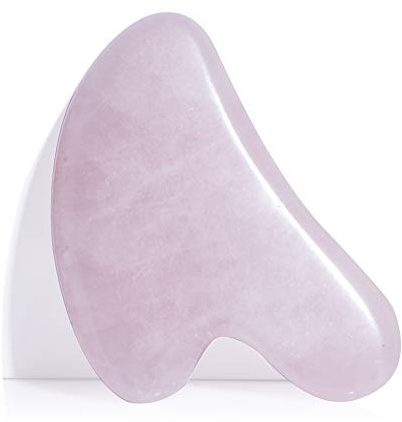 Gua Sha Stein Gesicht - Guasha Kratzmassage Gerät - Rosenquarz Gua Sha Jawline - Traditionelles Schälgerät für Anti-Aging - Rose Gua Sha Stone - 100% Natürlicher Rosa Quarzstein Guasha von Sandine