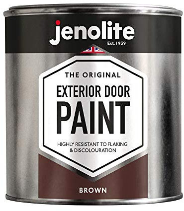 JENOLITE Garage & Exterior Door Paint - Brown - 1 Litre - Suitable for Metal & Wood Doors & Garage Doors (RAL 8017)