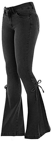 Onsoyours Jean Femme Taille Haute Grande Taille Stretch Skinny Slim Sexy Déchiré Troué Crayon Pantalons Droit Bootcut Push Up Boyfriend Denim Pants Casual Rétro H Noir M