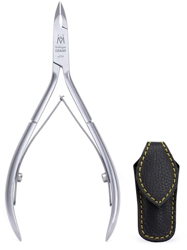 GERMANIKURE Professional Cuticle Nipper in Leather Case, Double Sharpened, Single Spring, Ethically Made in Solingen Germany
