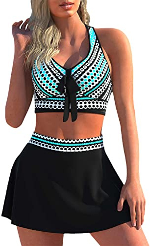 Tankini Femme Control Push Up Maillot de Bain Maillot de Bain Deux Pièces Plage Maillot de Bain Maillots de Bain Hauts de Bikini et Jupe Grandes Tailles Bikini