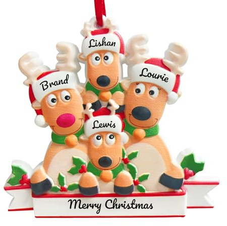 Personalisierte Weihnachten Elch Ornament, Weihnachtsbaum Ornament, personalisierte Happy Family aus Harz Material, personalisierte Weihnachten Familie Dekoration Geschenke