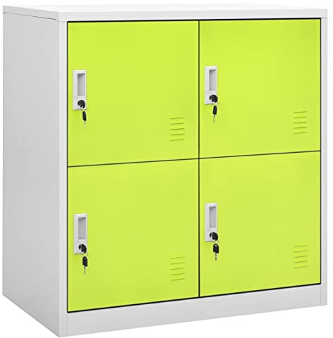GuyAna Schließfachschrank Hellgrau und Grün 90x45x92,5 cm Stahl SchließFachschrank Spind Organizer Garagenschrank Spind Schrank