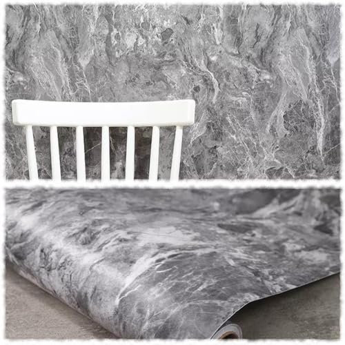 HCZION Marmor Klebefolie Wandtapete Selbstklebende Folie Dekorfolie Für Tisch Küche Arbeitsplatte Folie, Schwarz Klebefolie Marmoroptik (Color : B, Size : 60cm/23.6inch)