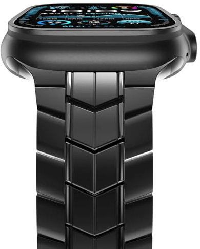 NewWays 49mm 46mm 45mm 44mm 42mm(Serie 3 2 1) Kompatibel mit Titan Armband,Titan Grad 2 Gliederarmband Ersatzarmbänder für Ultra 3 2 1,Series 11/10/9/8/7/6/5/4/3/2/1/SE,Schwarz