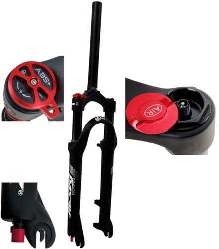 20 24 Zoll Radfahren Fahrradgabel Luftstoßdämpfer 1-1/8 Gerades Rohr Mountain Front Gabel Moutain Federgabeln Federweg 80mm Schnellspanner 100×9 Zugstufeneinstellung (Color : Matte Black Manual, SI
