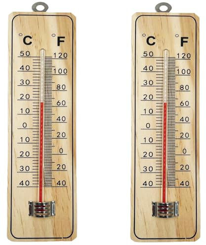 Wall Thermometer for Indoor and Outdoor Use (Pack of 2) Measure Room Garden Greenhouse Office Temperature Measures Fahrenheit and Centigrade Dual Scale °C/°F
