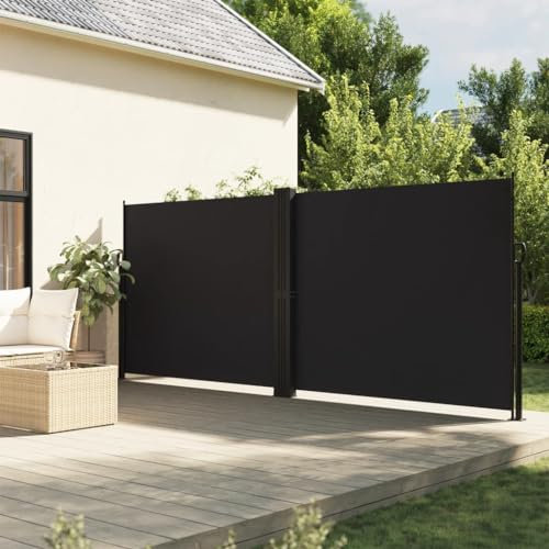 Gecheer Seitenmarkise Ausziehbar Markise Klemmmarkise,Garten-Sichtschutz Sonnenschutz Balkonmarkise Standmarkise Gartenmarkise Terrassenmarkise Gelenkarmmarkise Sonnenmarkise Schwarz 160x1000 cm