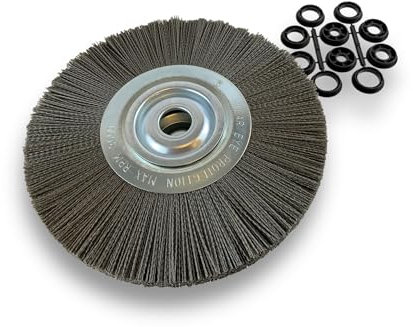 Brosse circulaire NYLON Abrasif | Ø 300 mm | Epaisseur 2 rangs | Carbure de silicium Grain 80 | Alésage 32 mm + réducteur bague 25/22/20/16/12 mm | Touret meuleuse ponceuse | Kibros 231302KR_80