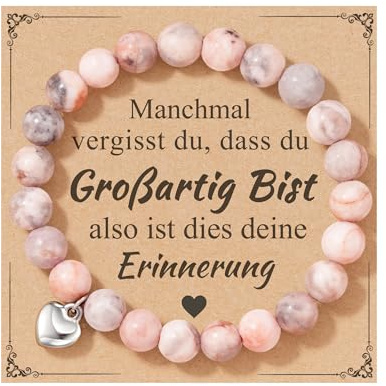 POWWA 100% Naturstein Armband mit Einer Bedeutungskarte für Frauen Ehefrau Mutter Schwester Freundin zu Neujahr Valentinstag Geburtstag Muttertag