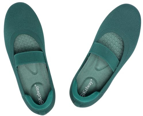 Kelway Ballerinas Damen Mary Jane Schuhe mit Arch Support Schuheinlagen, Faltbare Runde Zehe Flats, Recycled Seagrass Textile, Leichte und Bequem