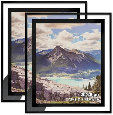 FoiiLiio 2 Piezas Marco de Foto Decoración 20x25 Cristal,con el Borde Negro,Marcos de Fotos Negro,Marcos de Fotos Transparente,Marco de Fotos Vidrio para la Mesa,Portafotos de Cristal Modernos