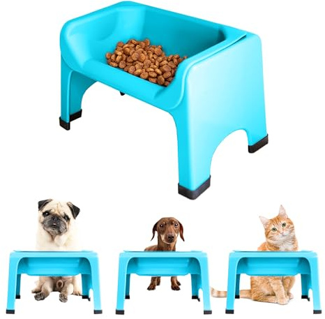 Fluff Trough Elevated Dog Bowl for Food | 5inch Tall Cat & Dog Feeding Station | Vet Approved Non-Toxic Silicone Feeder Bowl Insert | Raised Bowl for Medium and Small Dog/Pet with Flat Face