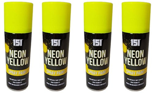 PAJEE ™ - (4 Pack) Neon Yellow Fluorescent Graffiti Spray Paint 200ml - By PAJEE ™