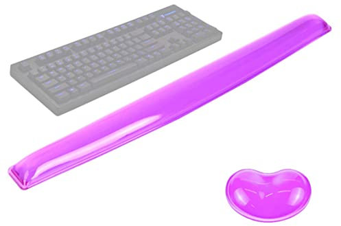 ABRONDA Silikon-Gel Tastatur-Handballenauflage Set – Gel-Tastatur-Handgelenkauflage & Maus-Handgelenkauflage für Büro, ergonomisch, komfortable Schmerzlinderung (pinkes Pad-Set) Purple Pad Set