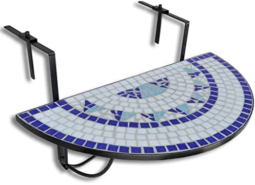 vidaXL Halbrunder Schreibtisch für Balkon, Tisch, Mosaik, zum Aufhängen, 4 Farben