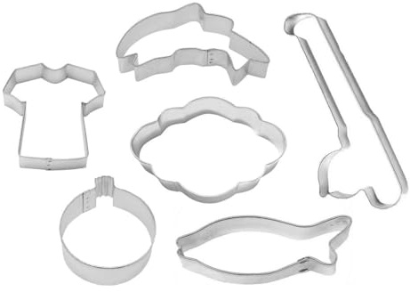 Fishing Cookie Cutter 6 Piece Set from The Cookie Cutter Shop - Fishing Pole, Bobber, Trout, Salmon Cookie Cutters – Tin Plated Steel - Made in the USA