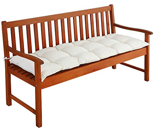 Detex Cojín para Banco de jardín Crema 145x45x8cm Almohadilla para sillón Doble Viscoelástico Hidrófugo