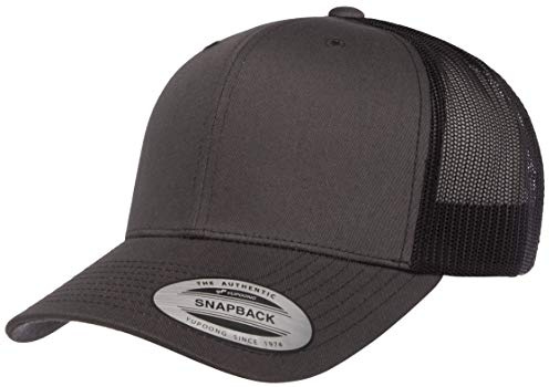 Yupoong Men's YP Classics Retro Trucker Hat, Charcoal/Black, One Size