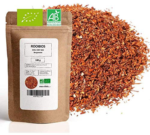 Rooibos Bio Bergamote Earl Grey - 100g (40 tasses) - Thé en vrac 100% Agriculture Biologique - Mes-Thés