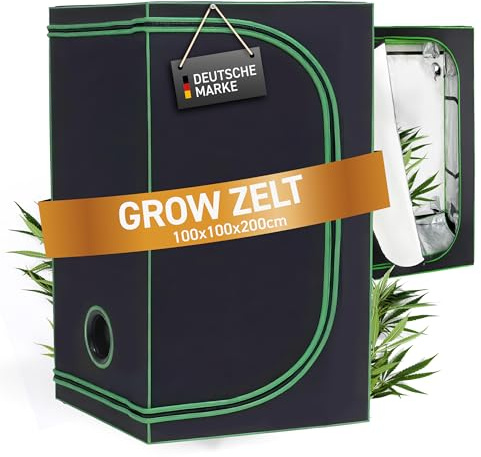 Rapid Teck® Grow Zelt (100 x 100 x 200 cm) Home Grow Tent | Indoor Growzelt | schwarz grün | Growroom Growschrank Darkroom Pflanzenzelt Gewächshaus Zuchtzelt Growzelt