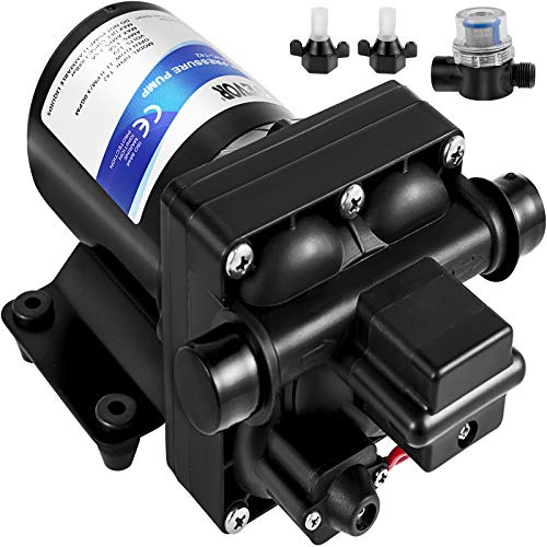 VEVOR Färskvattenpump, 12 V självsugande spraypump, 3 GPM RV-vattenpump, med tryckbrytare 45 PSI självsugande vattenpump, avtagbar sil 12 V membranpump