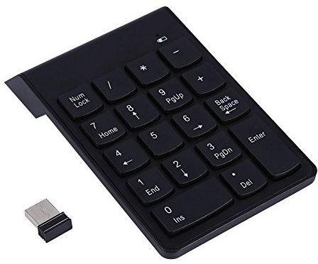 Yoidesu Teclado numérico inalámbrico portátil 2.4G Auto Sleep 18 Teclas Teclado numérico silencioso inalámbrico con Mini Receptor USB para computadora portátil, computadora de Escritorio, Pro,