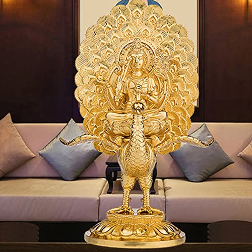 YEITH Pfau König Buddha Statue, Buddhismus Alter Bronze Pfau Yamashina Buddha Statue Buddha, Buddhismus Großer Pfau Ming Wang Buddha Dekoration Desktop Handwerk