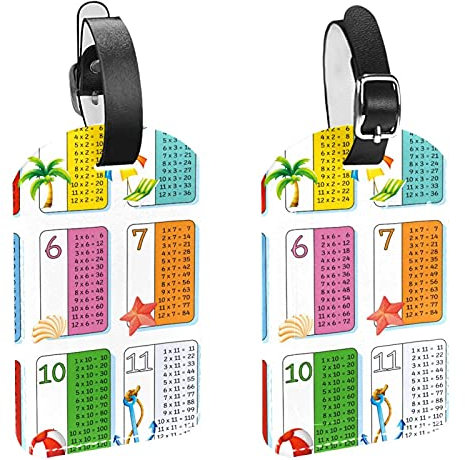 Mathematische Multiplikation Tisch Gepäckanhänger 2 Stück PU Leder Gepäckanhänger Privatsphäre Schutz