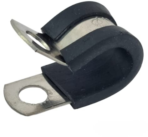 10mm Rubber Lined P Clips Stainless Steel Hose Pipe Clamp - Pack of 5