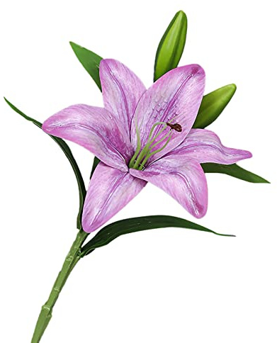 ZHDOKA 6 flores artificiales de lirio, tallo largo de 15 pulgadas de largo, flores falsas de tacto real, paquete de lirio de tigre de seda a granel, flores de lirio falsas para el hogar, centros de