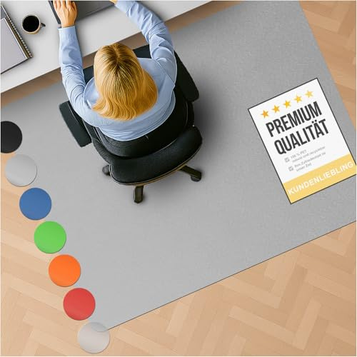 Bodenschutzmatte Chroma aus PE-Kunststoff - Stuhlmatte 116x150 cm Grau | Bunte Schutzmatte für Hartböden - kratzfeste Bürostuhl Unterlage - zuverlässiger Bodenschutz im Büro & Kinderzimmer