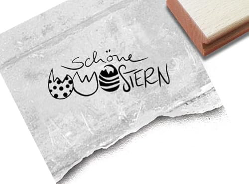 Stempel Schöne Ostern mit Ostereier - Osterstempel Textstempel Osterfest Osterkarten Geschenkanhänger Osterdeko Tischdeko Scrapbook - zAcheR-fineT