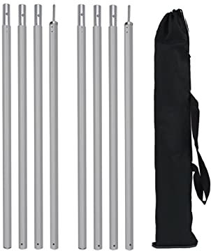 BOPIES Sun Shade Post, Aluminum Alloy Canopy Support Rod With Portable Storage Bag Strong Durable Shade Sails Pole, 2 Pieces