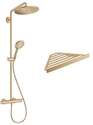 Colonne de douche thermostatique HANSGROHE Croma Select S 280 bronze brossé + tablette AddStoris