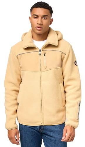 STONE HARBOUR Herren Übergangsjacke leichte Fleecejacke kurz mit abnehmbarer Kapuze Illian Sand Gr. L