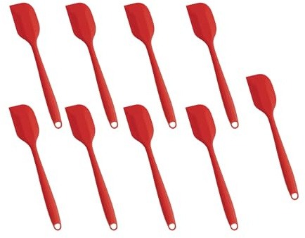 Teigschaber Silikon Spachtel 9 Stück Hitzebeständig 500°F Spatel Spachtel für die Küche bpa frei (9 Stück 21cm Rot)