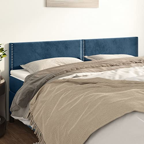 CKioict Betthaupt Wandkissen Bett Bettkopfteil Schlafzimmer Kopfteile 2 STK. Dunkelblau 100x5x78/88 cm SamtGeeignet für Schlafzimmer, Gästezimmer, Schlafsaal
