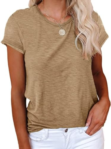 Cicy Bell T-shirt damer kortärmade skjortor för damer toppar rund hals ledig ledig sommar bomull t-shirts
