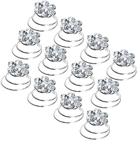 MAGICLULU 12 Stück Spiral Haarspangen Aus Legierung Mit Strass Flexible Haarnadeln Für Damen 1cm Blüte Einfaches Dutt Styling Geeignet Für Langes Haar