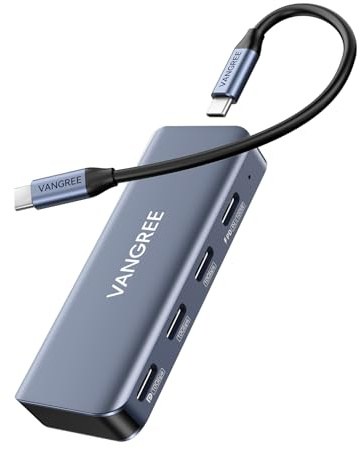 4-Port USB C Hub with Detachable Cable, 3 USB 3.2 Gen 2 10Gbps Ports, 4K@60Hz Displayport Alt Mode, 100W PD, USB C Splitter Multiport Adapter für MacBook Pro, iPad, iPhone 15/16, Portable Monitor