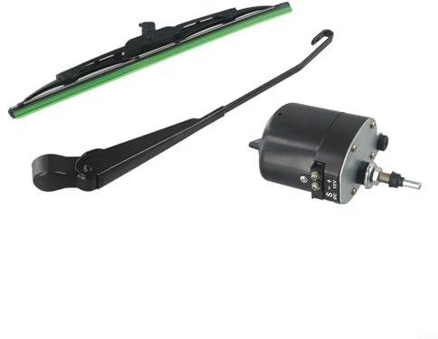 JINSBON Scheibenwischermotor, 12 V, für Jeep Traktoren, Angeln, Wohnwagen, ATV, UTV (Motor + Wischer)