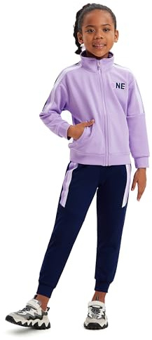 Dmwhsy 2 Piece Girls Tracksuit Set Striped Zip-Up Jacket & Jogger Pants Long Sleeve Sport Top Joggers Outfits for Kids Girls 4-15 Years