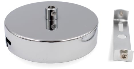 Metall Baldachin (Decken Rose) mit Bajonett-Befestigung/Deckenbaldachin für Hängeleuchte inkl. Zugentlastung | Ø 100 mm | Höhe 25 mm (Chrom)