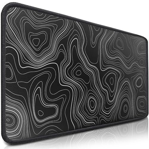 Sidorenko Tappetino per mouse da gaming, XXL, colore nero, grande, 900 x 400 mm, antiscivolo, per gaming e ufficio, bordi senza frange, maxlvl large