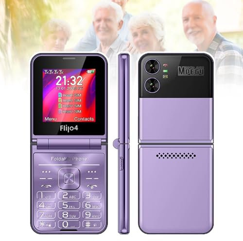 Basic Mobile Phone for The Elderly, Large Keyboard, Large Fonts, Large Display, Large Speakers, Waterproof/Anti-Fall, Rich in Functions, Easy to Use,Purple