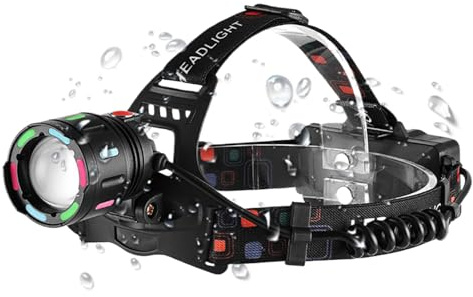 Lámpara LED portátil, ajustable impermeable de alta luminosidad, Headlamp, Headlamp, batería Powered Headlight, Lightweight Led Headlamp, Outdoor Headlight, Camping Headlamp, recargable Headlamp