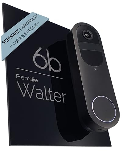 LazerlichtCraft Klingelschild für Reolink Video Doorbell 2K Akku (2.Gen) D340B personalisiert – Acrylglas Blende mit Wunschgravur – Schwarz glänzend oder Anthrazit matt – Türklingel Zubehör