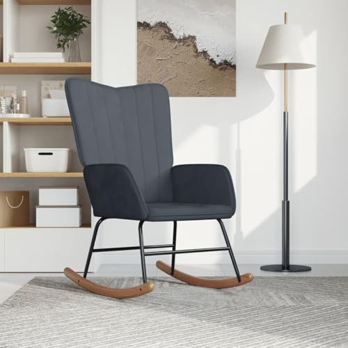 ShGaxin Schaukelstuhl, Sessel Wohnzimmer, Schaukelsessel, Stillsessel, Schwingsessel, Tv Sessel, Ohrensessel, Relaxsessel, Rocking Chair, Samt Dunkelgrau